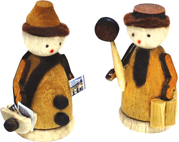 Miniature figures, set of 2, postman and conductor