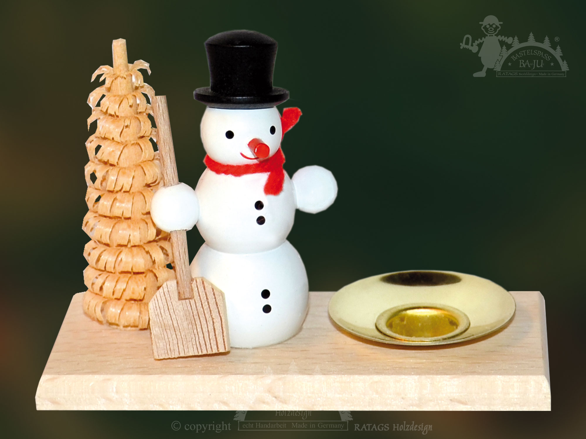 Kerzenhalter zum Basteln, Schneemann mit Baum + 1 Tülle Kerzenhalter zum Basteln, Schneemann mit Baum + 1 Tülle