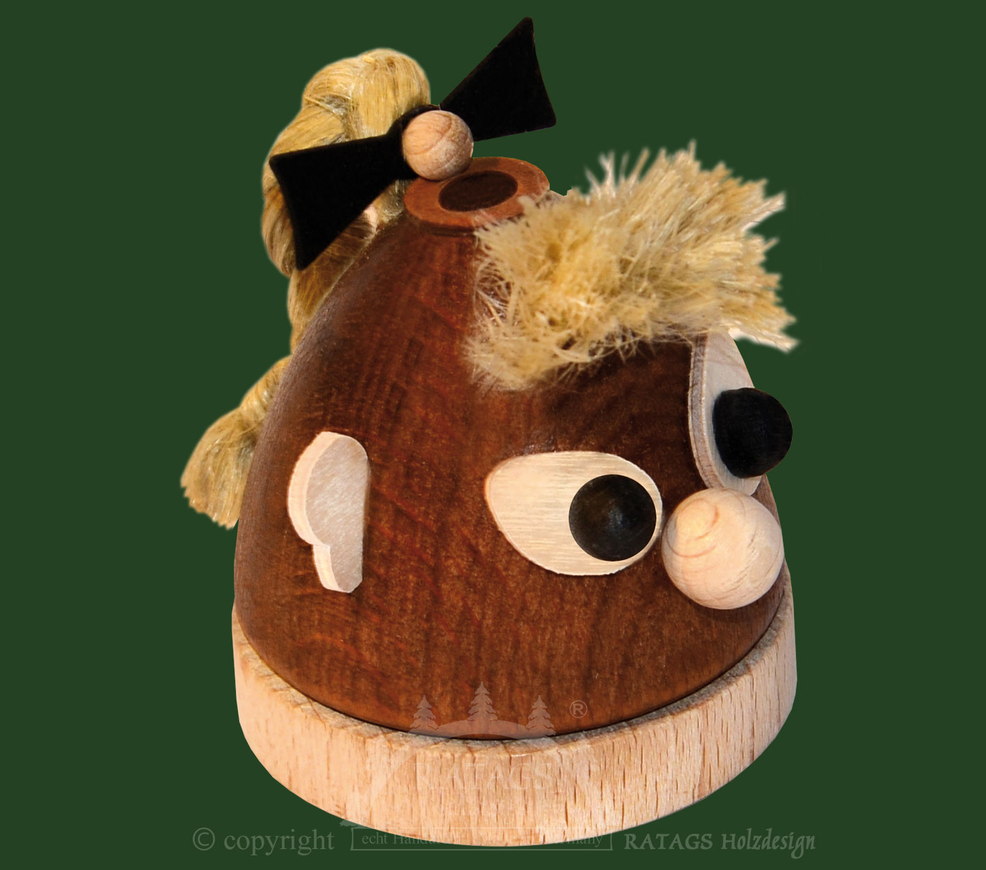 Roochgobb, woman with a braid Smoker figure, Roochgobb, woman with a b