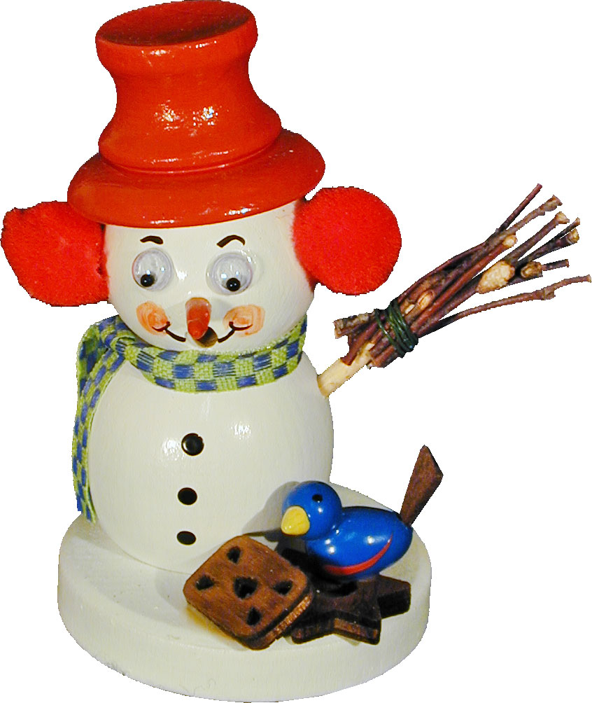 Mini incense burner, snowman, white
