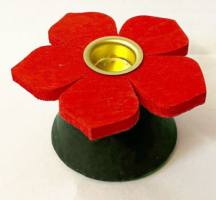 Tealight holder 1 flower, red/green