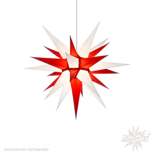Herrnhuter Stern i6, weiß/rot Papier, 60 cm