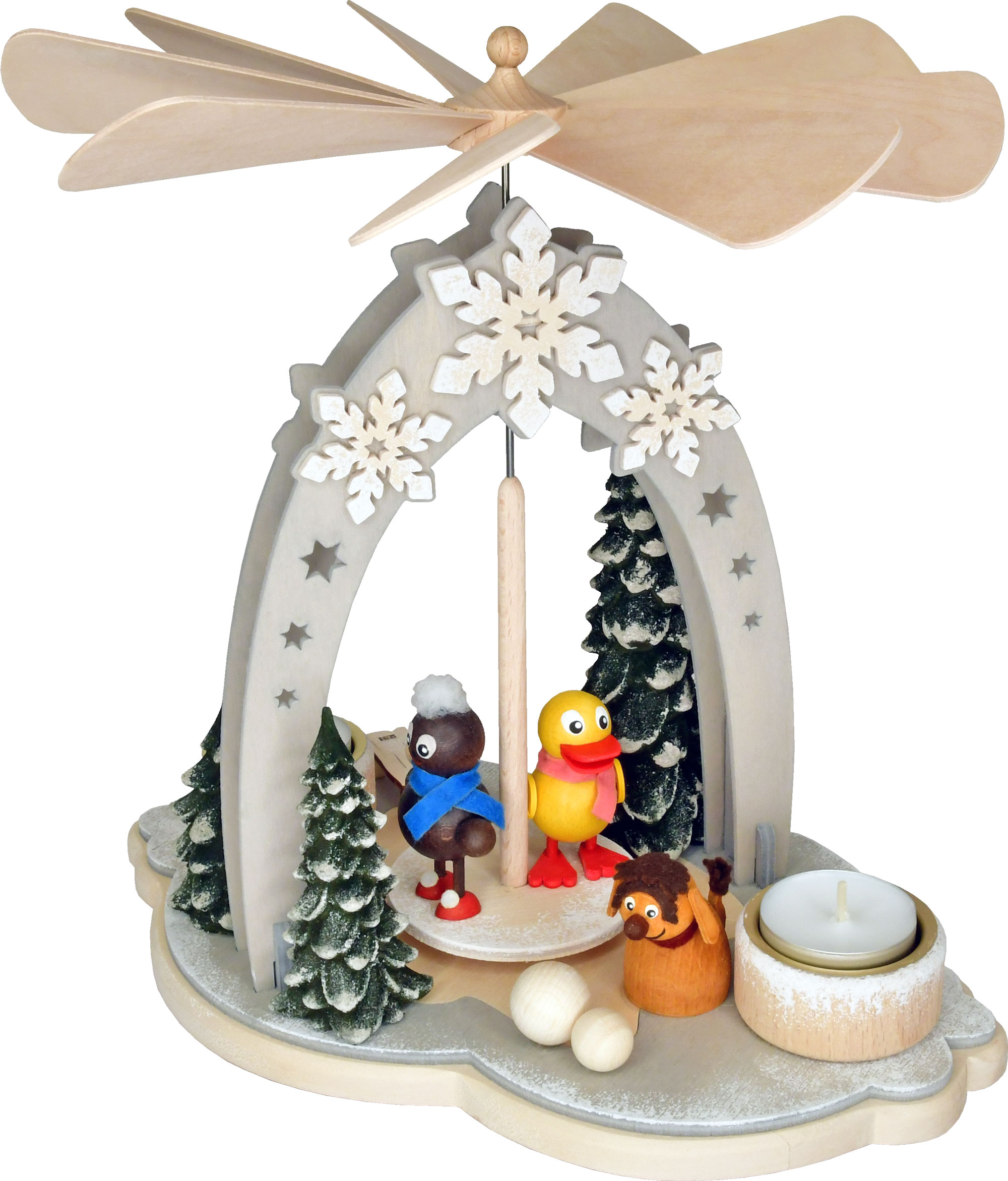 Pitti table pyramid, Moppi, Schnattchen new design, solid wood figures