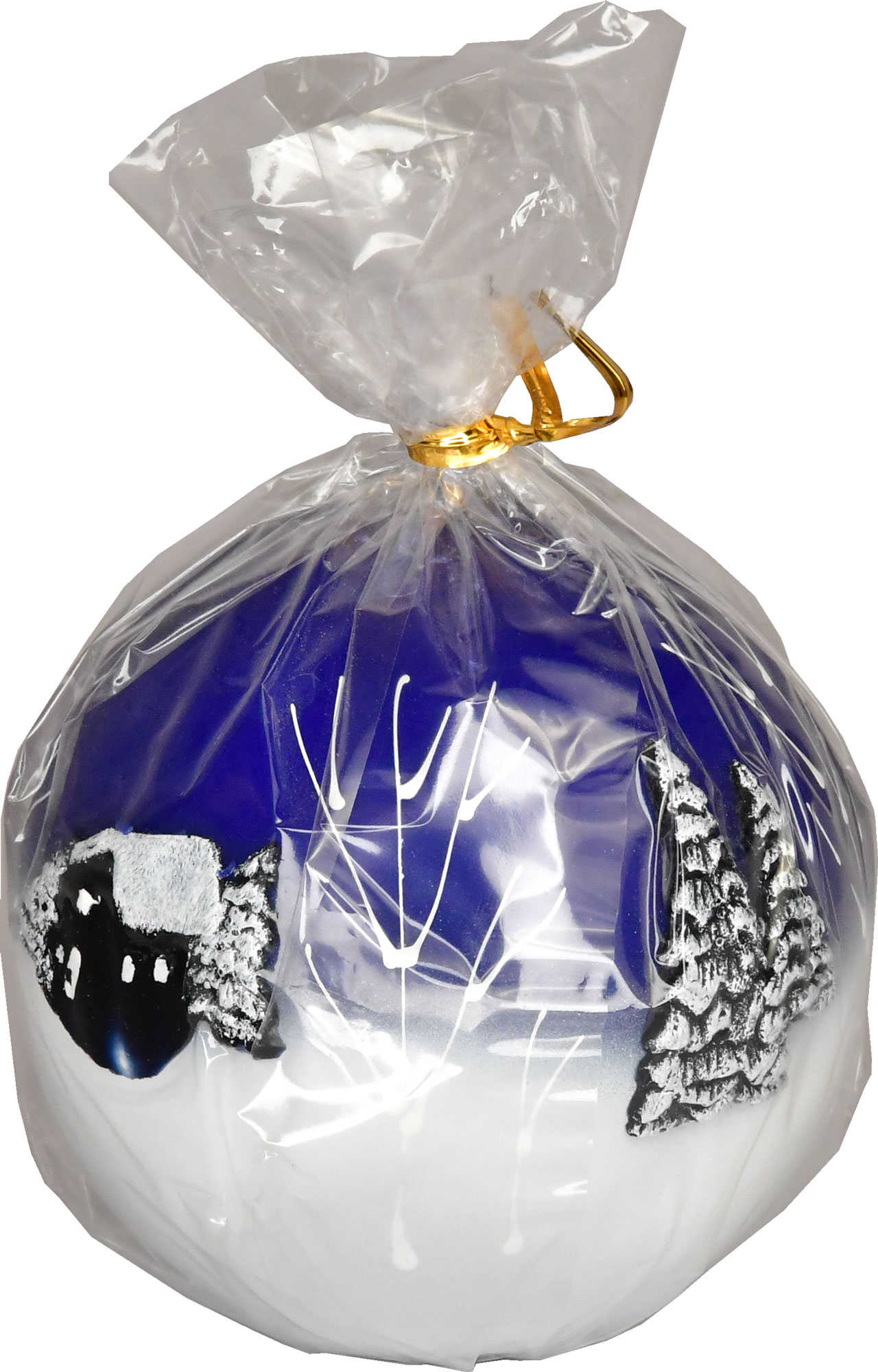 Winter Dream ball candle, midnight blue, height 9 cm