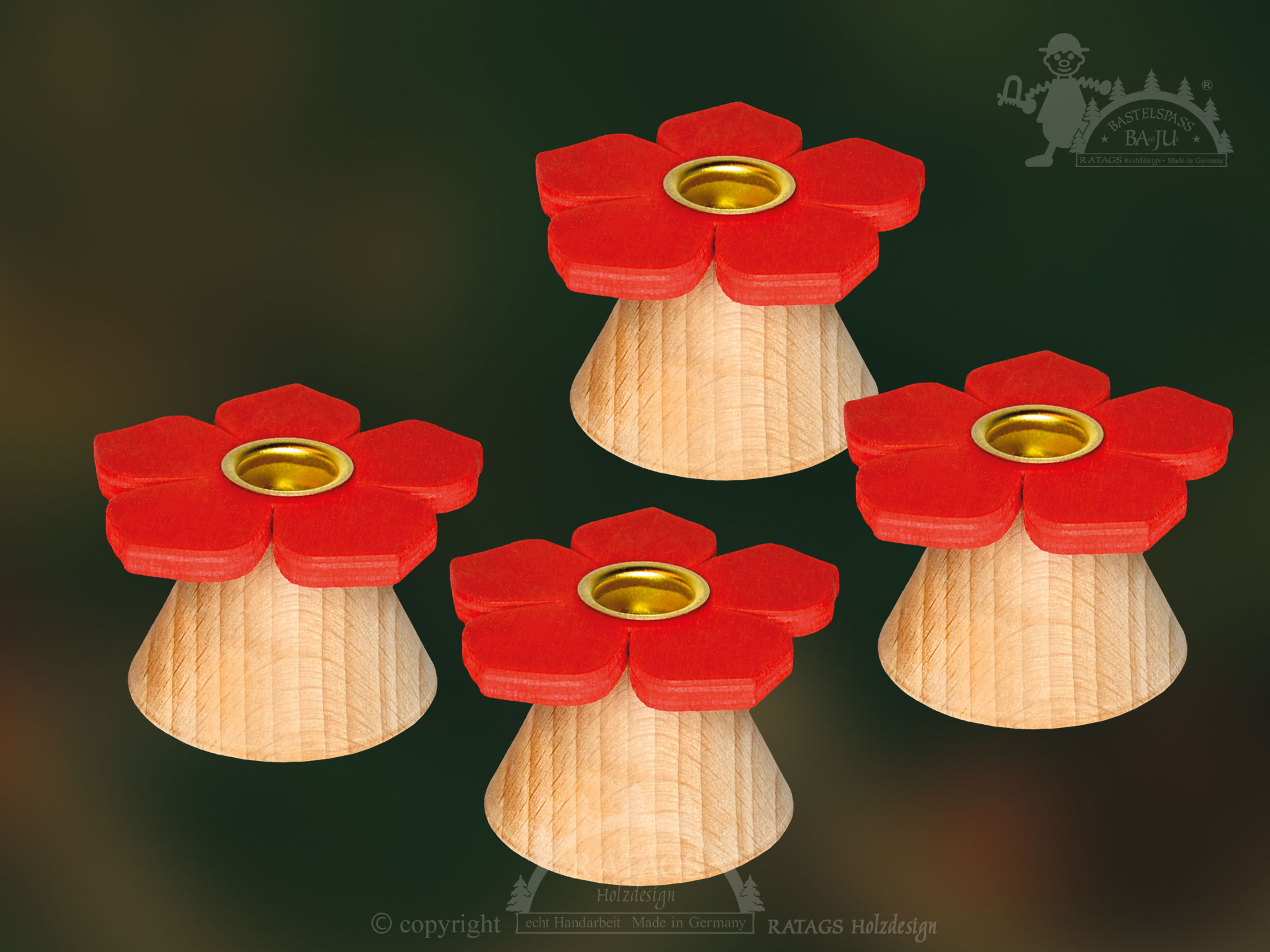 Blumenkerzenhalter für Pyramidenkerzen 4er Set