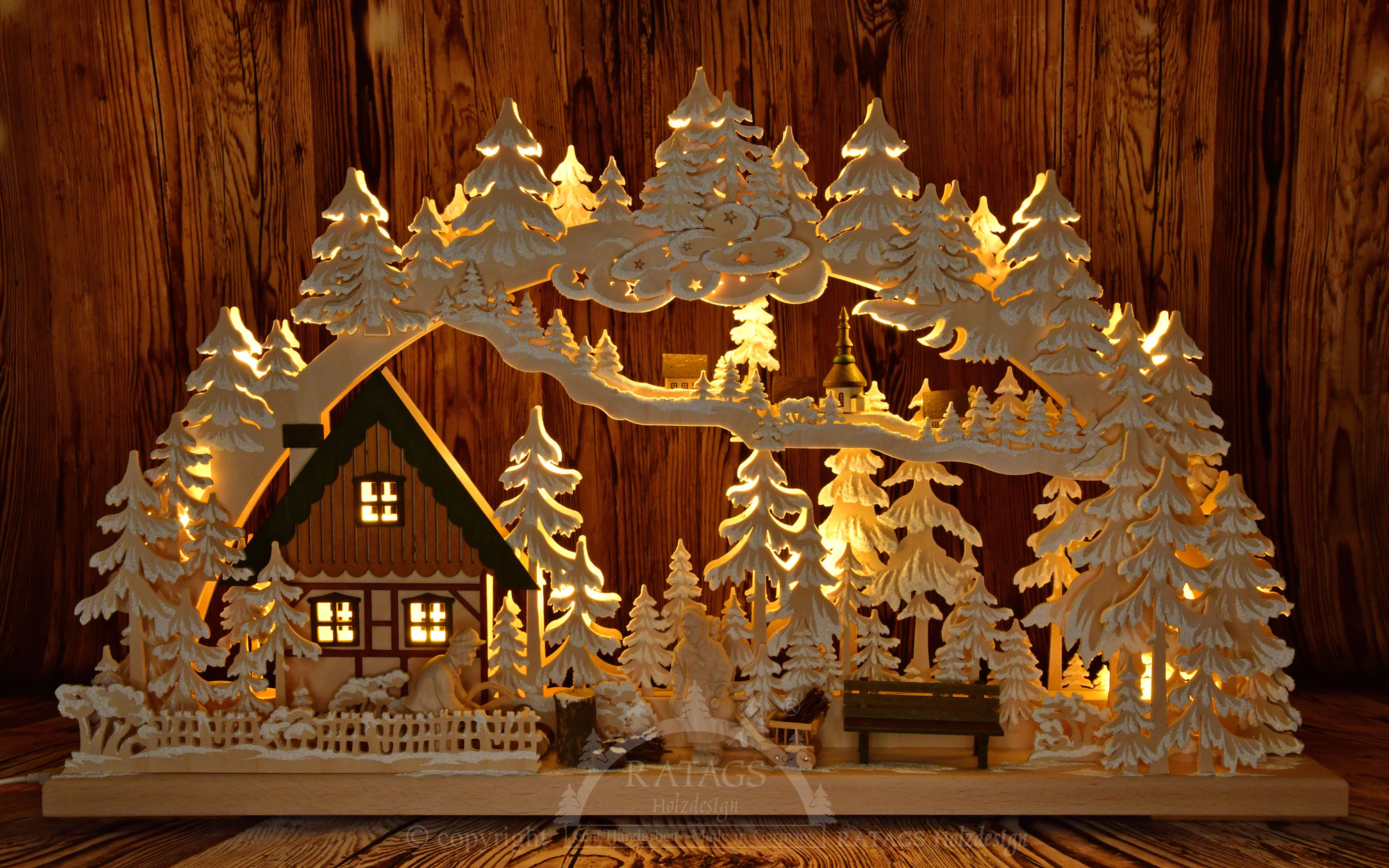 3D candle arch, large, Altseiffner Handwerk Raureif, USB power supply