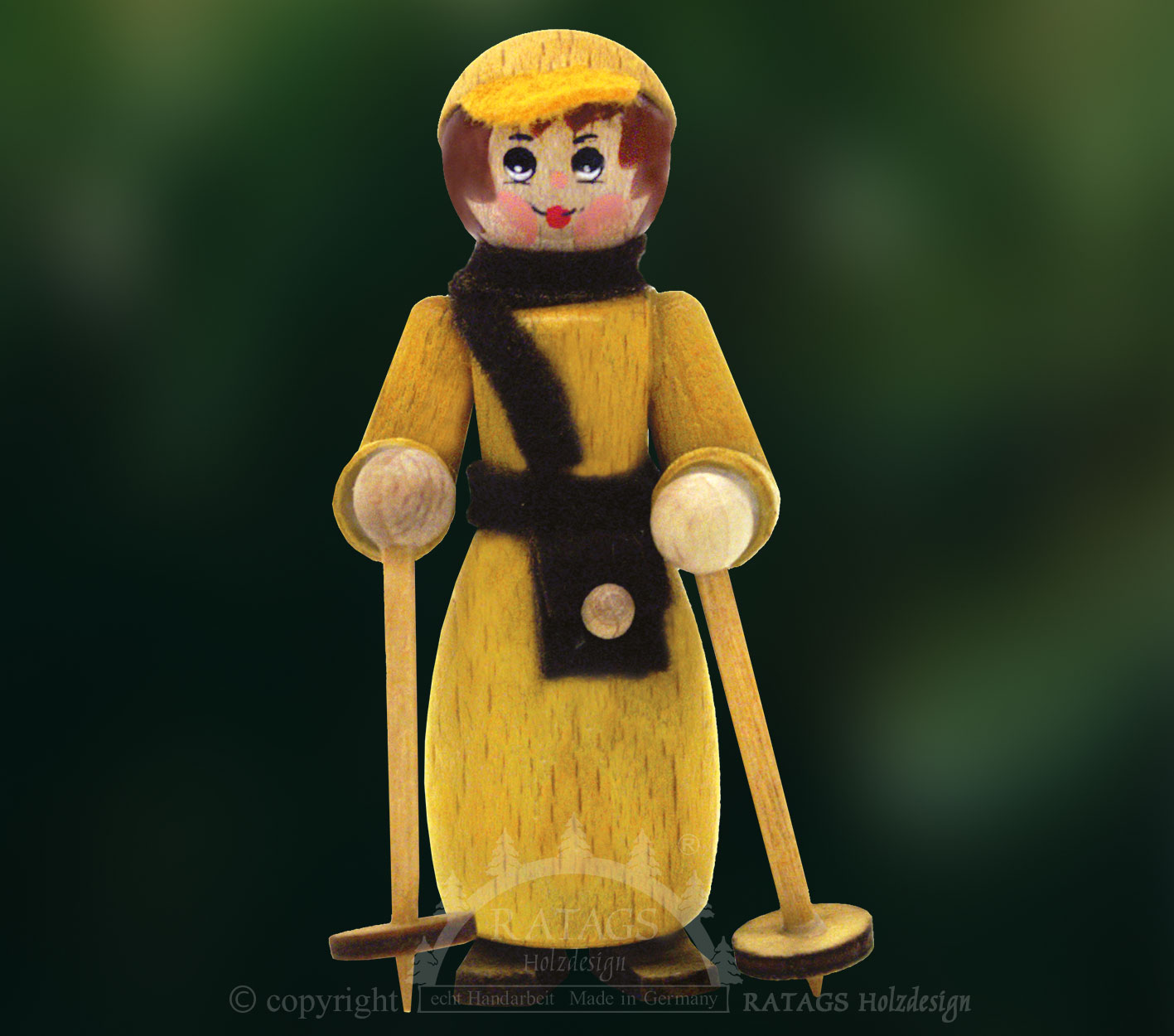 Figur, Nordic Walkerin mit Basecape, gelb