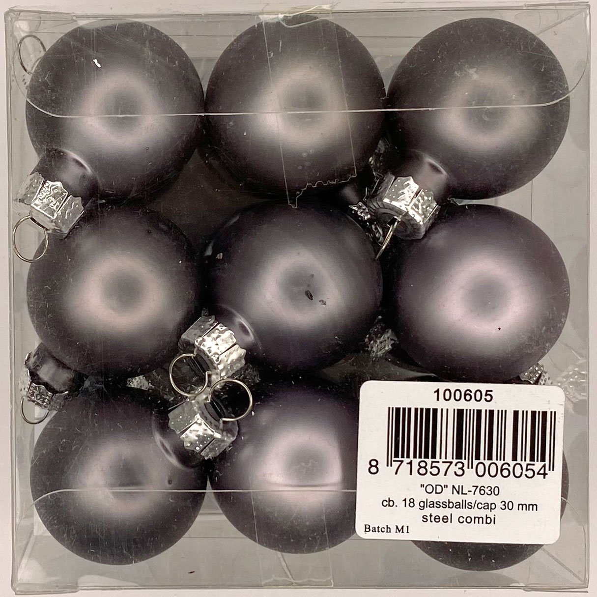 cb. 18 glass balls/cap steel combi