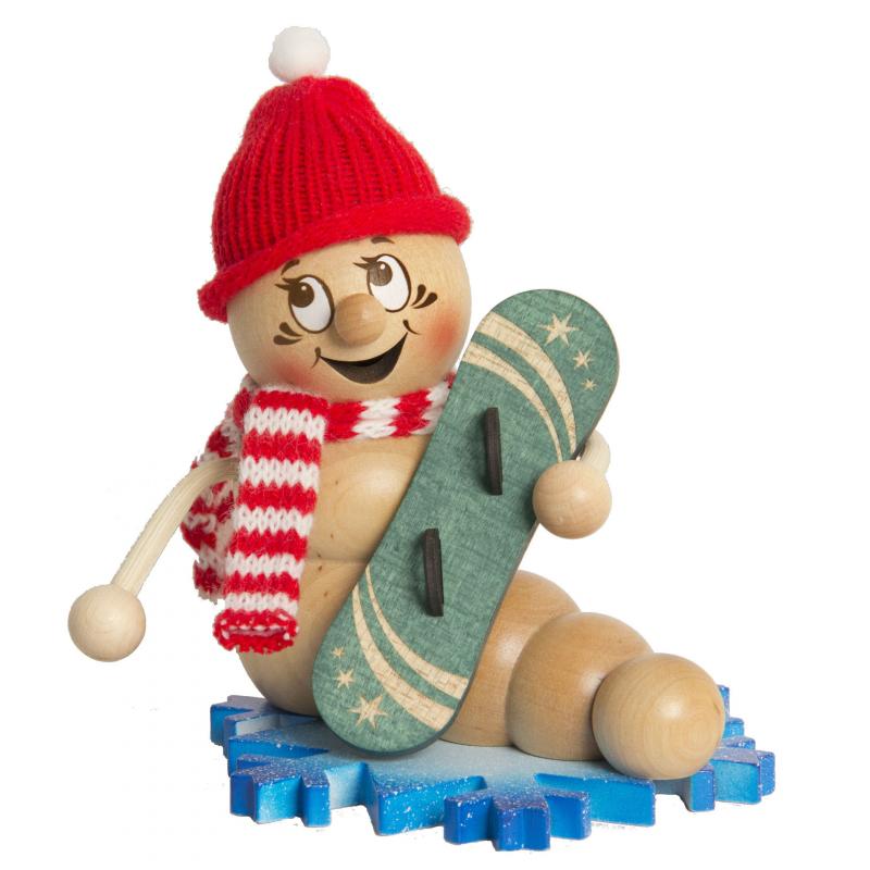 Smoking worm Rudi/Rosi, Snowboard Rudi approx. 14 cm