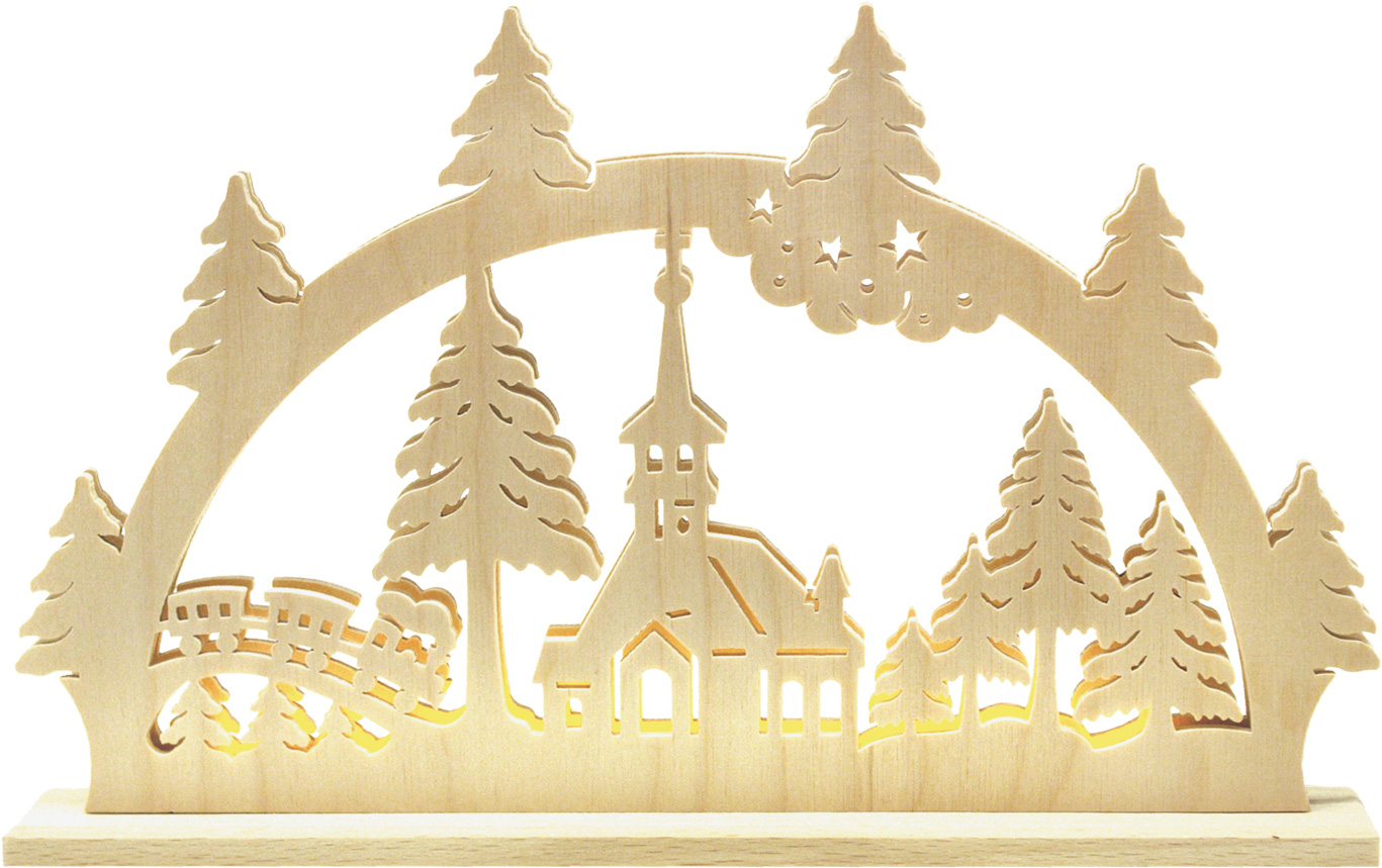 Schwibbogen mit LED zum Basteln Waldkirchlein Schwibbogen mit LED zum Basteln Waldkirchlein