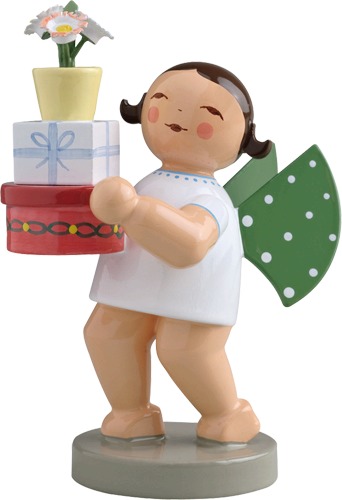 Engel mit Geschenken dunkles Haar