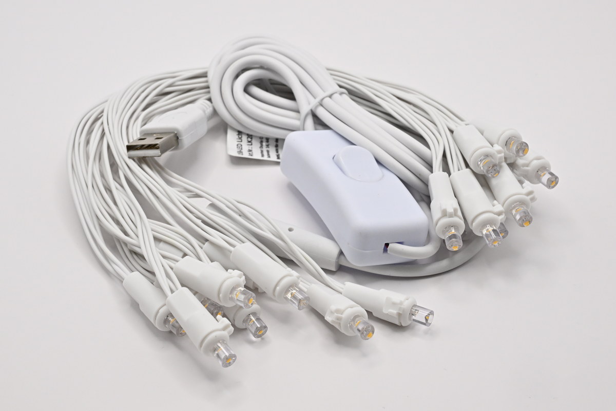 USB fairy lights, 20-fold HALB-USB with switch, 2 metres
