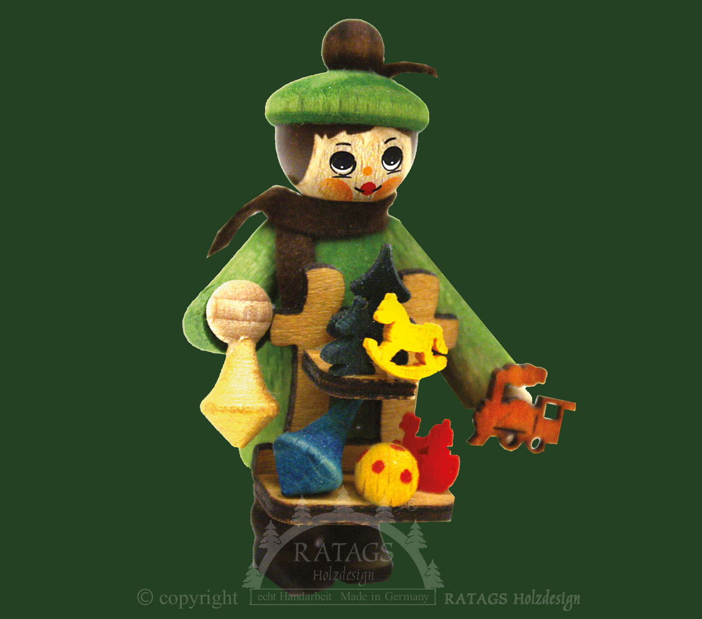Figur, Spielzeughändler, baumgrün Figur, Spielzeughändler, baumgrün