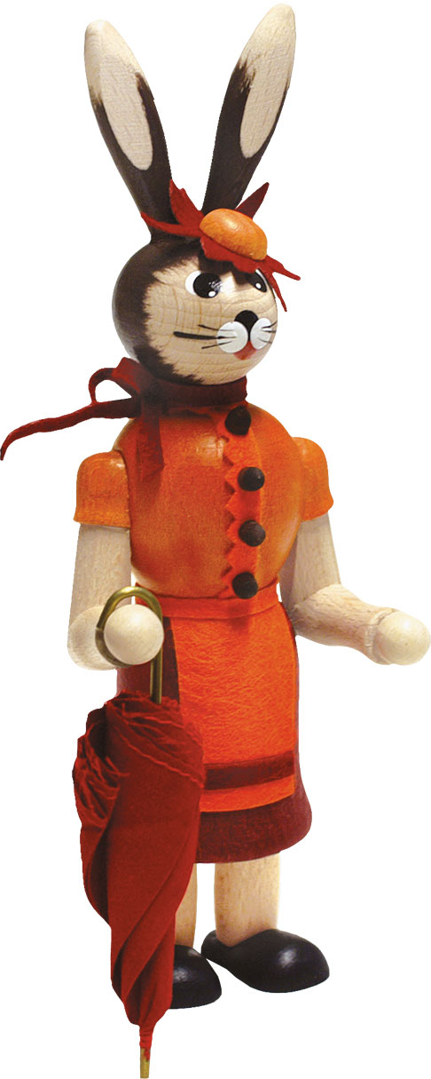 Rabbit woman, red, umbrella