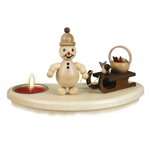 Schneemann, Junior, Schlitten, Korb, Vog 1 Teelicht