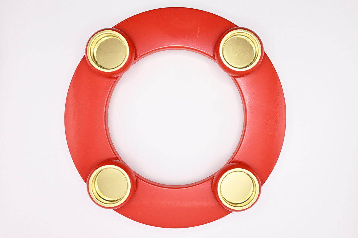 Solid wood Advent candle holder, red, 4 candle holders