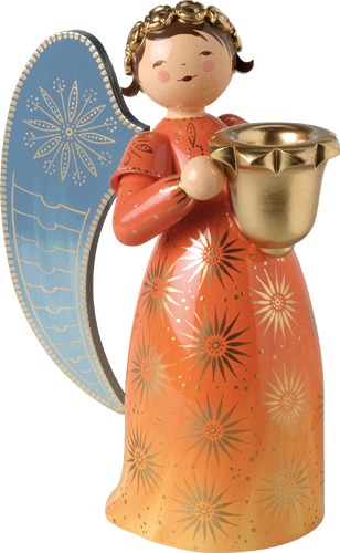 Engel reich bemalt, groß, mit Lichtnapf