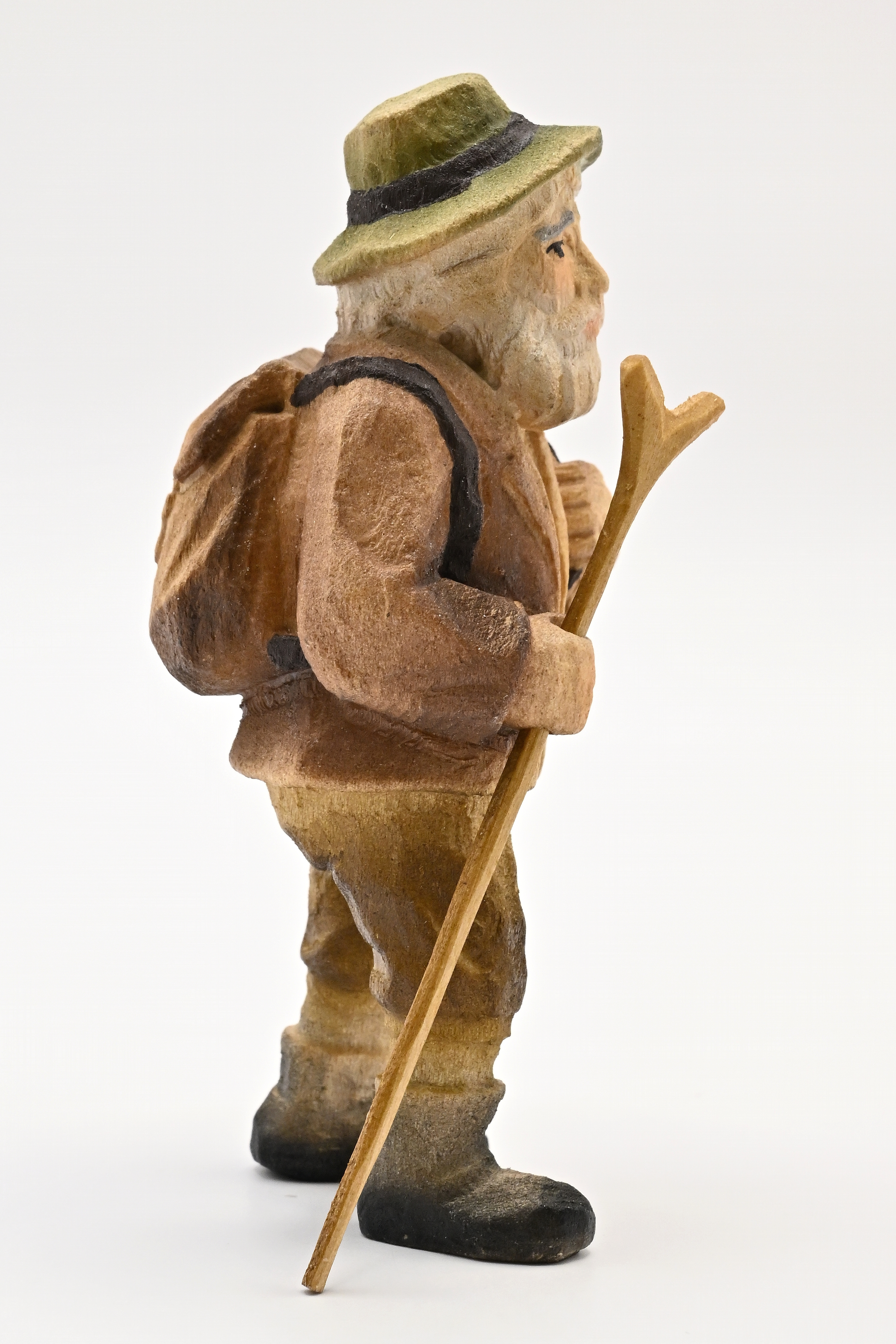 Grandfather with rucksack and walking stick, coloured, 90 mm