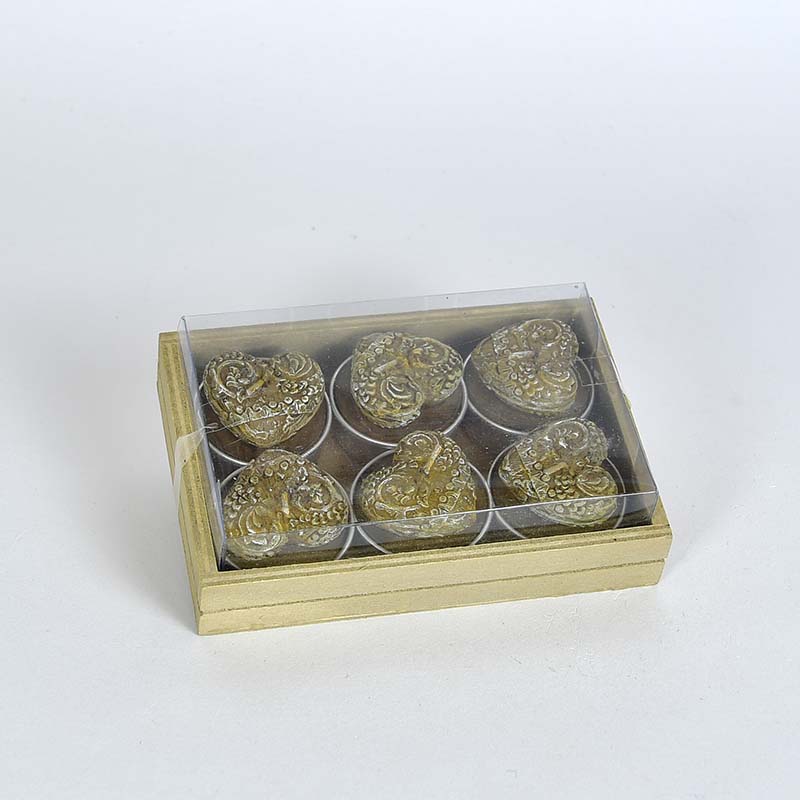 Cœurs pour bougies chauffe-plat, 6 pièces, vert foncé