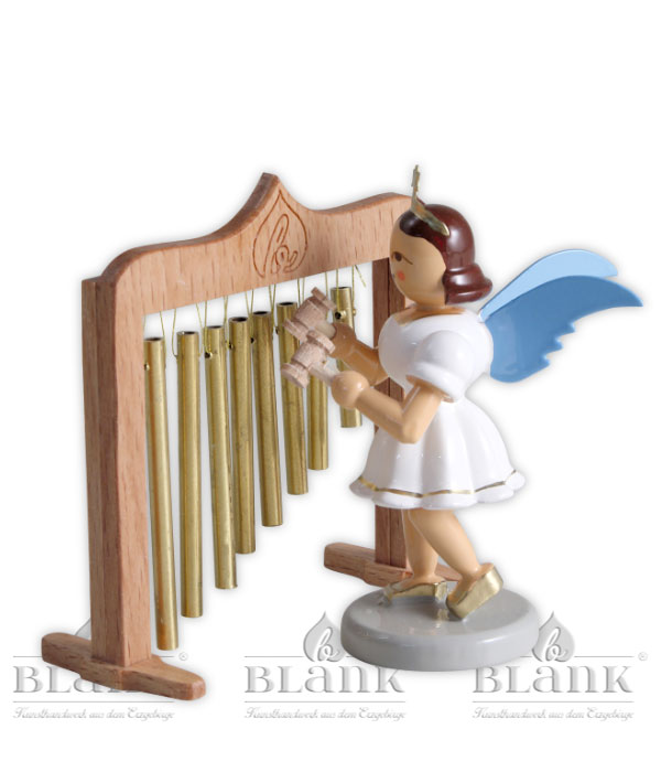 Short-skirted angel, coloured tube bells