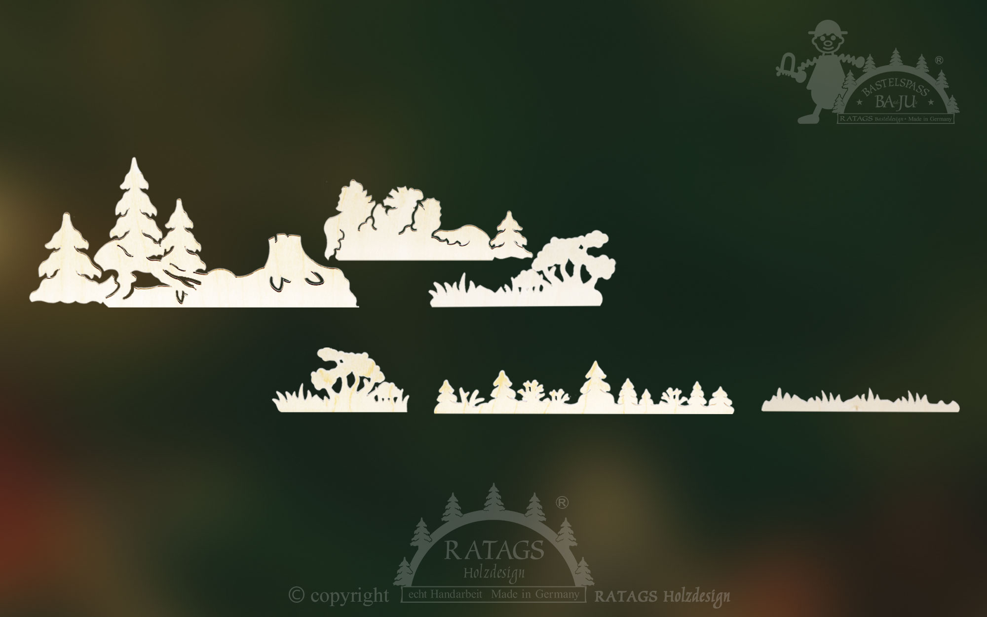 Tree sets for crafting, set of 6