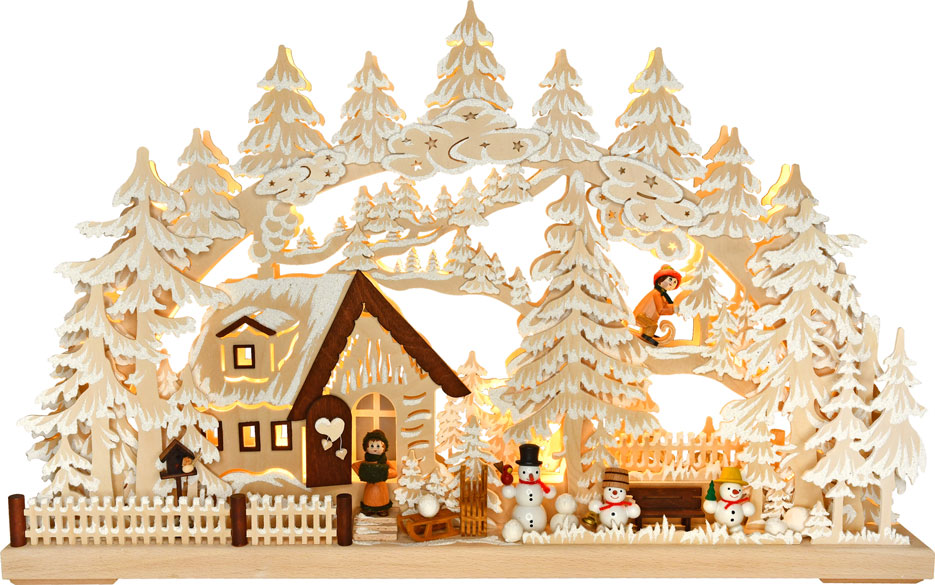 Medium-sized 3D candle arch, winter landscape, hoarfrost