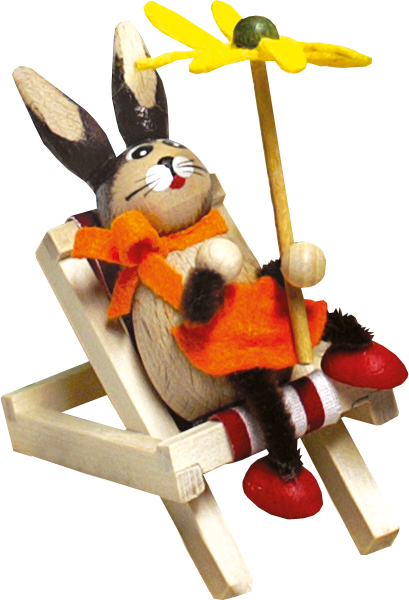 Bunny in a deckchair with umbrella