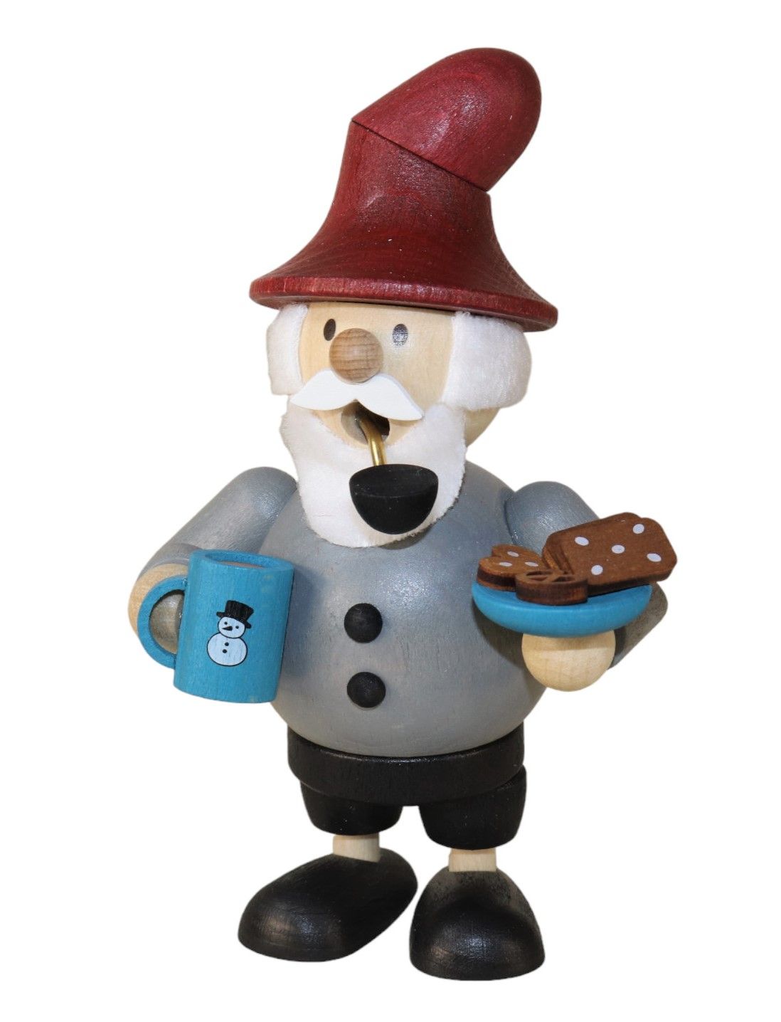 Mini-Räuchermann Wichtel mit Tasse &Keks