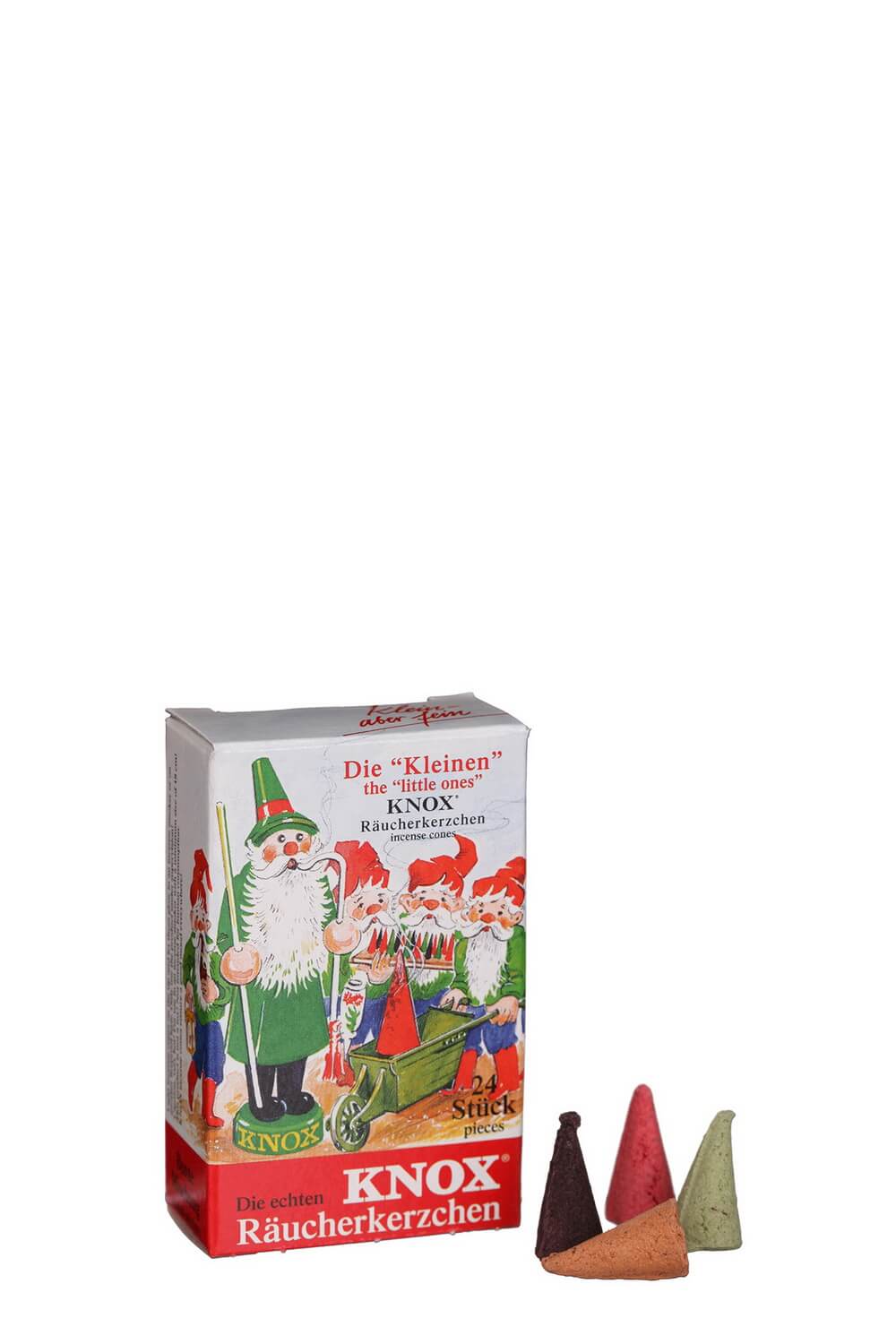 KNOX mini incense cones, colourful mix, small, 24 per pack.