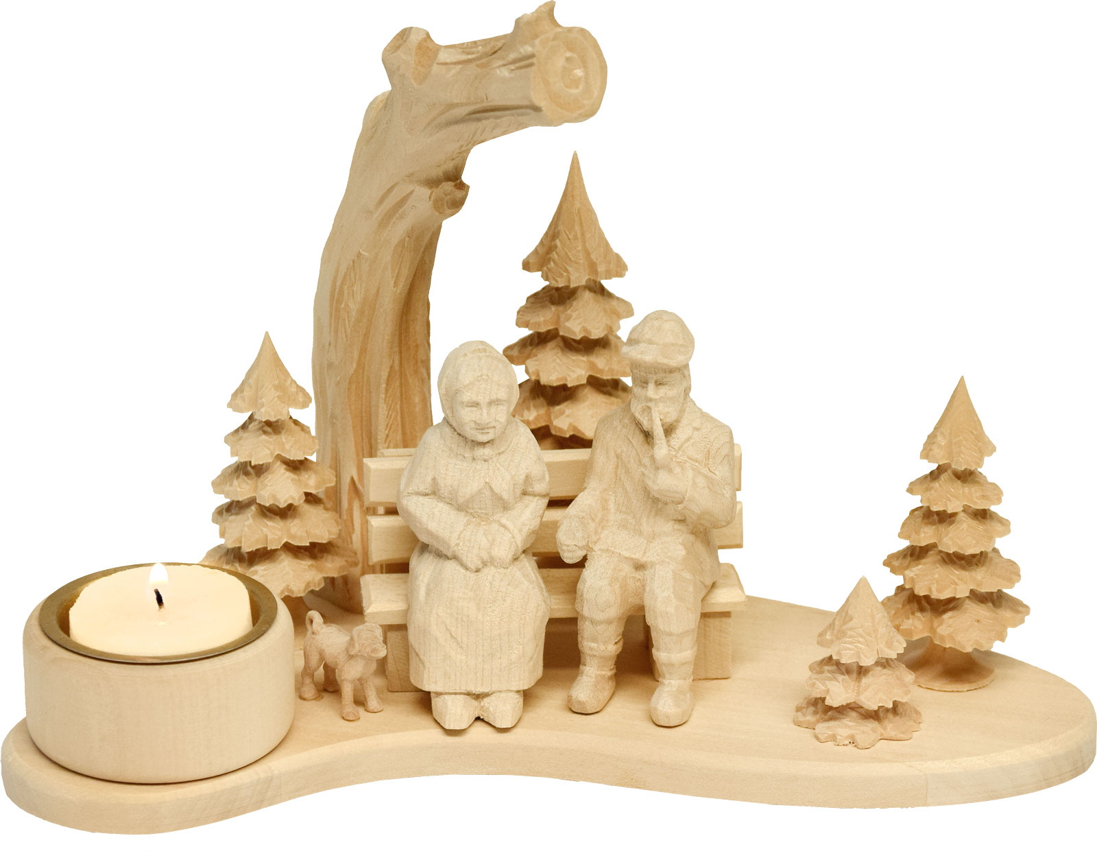 Massivholz-Tischschmuck, Oma und Opa auf Massivholz-Tischschmuck, Oma und Opa auf