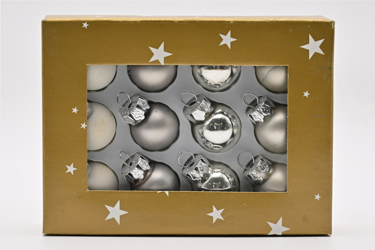 Mini glass balls, silver/matt/glossy 2 cm