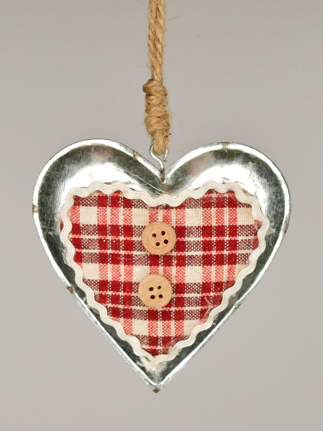 Tree decoration heart metal/fabric