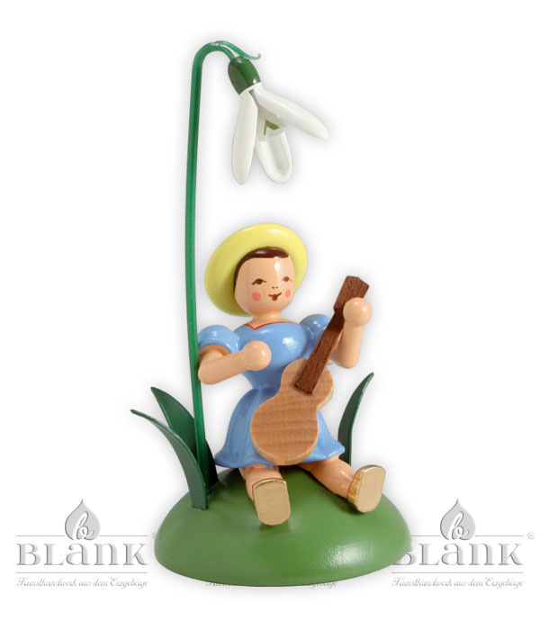 Schneeglöckchen, Gitarre Blumenkind sitzend