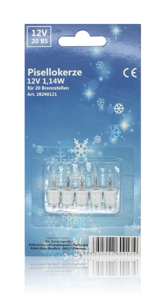 Pisellolampe C-2V 12V 1,14W Fassung weiß/  Lampe klar, 5er Blister