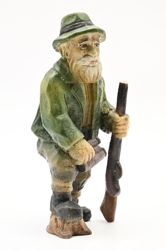 Hunter, shotgun, binoculars, coloured 90 mm