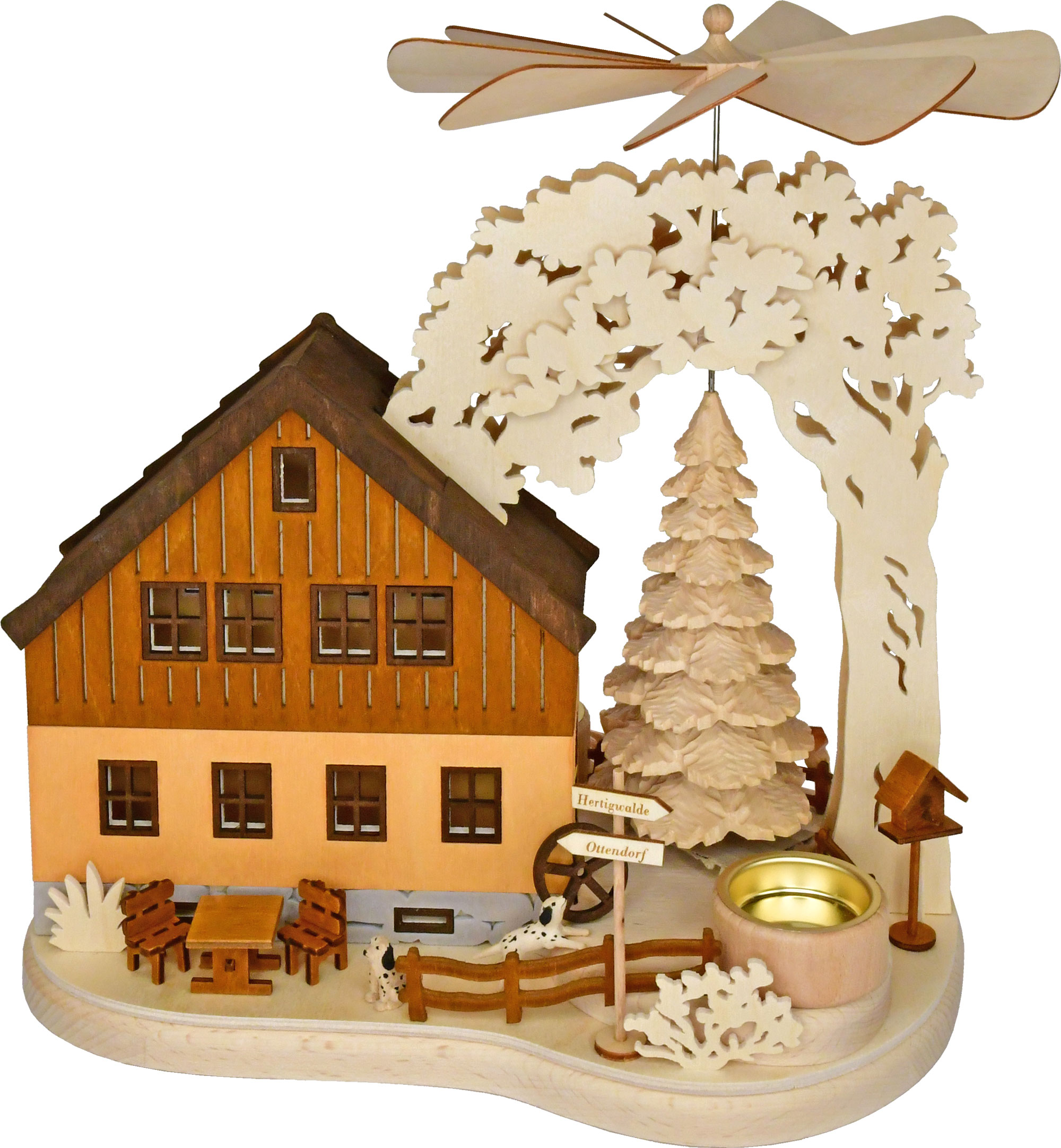 Pyramide mit Werkstatt mit 2 Teelichthaltern Pyramide mit Werkstatt mit 2 Teelichthaltern