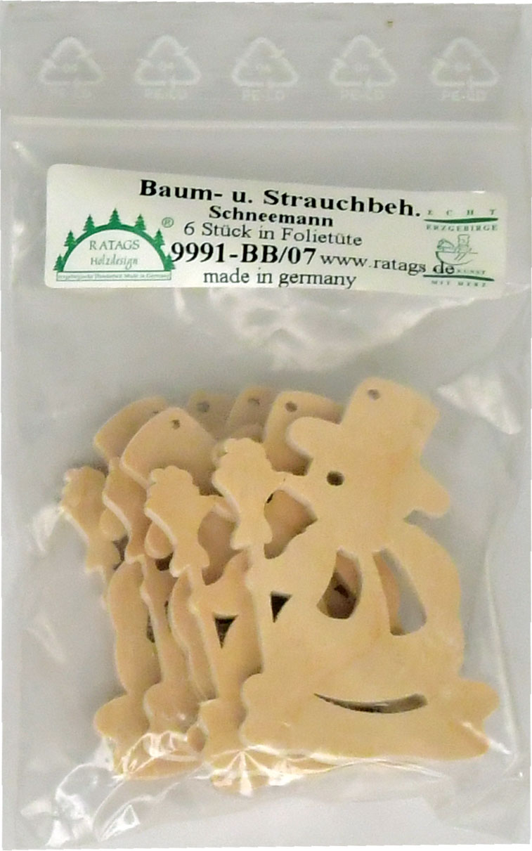 Mini snowman, 6 pcs. Foil bag