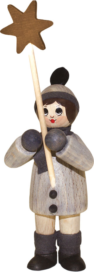 Grande figurine, chanteur de Noël, gris avec une étoile