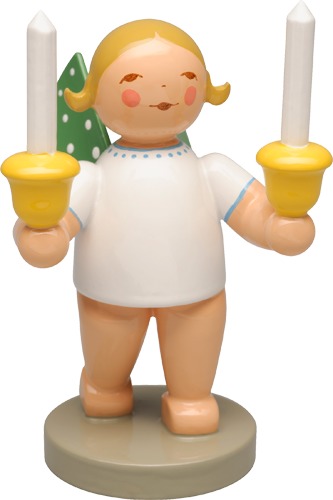 Engel mit zwei Kerzen blondes Haar