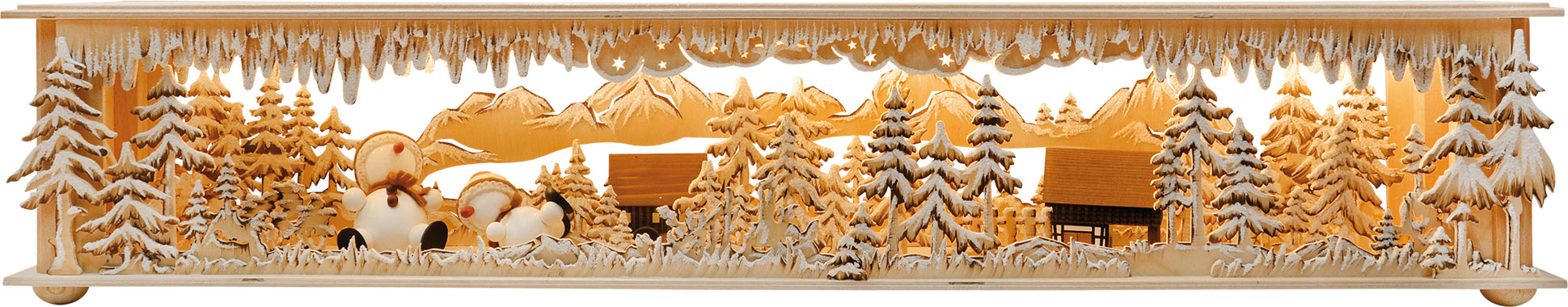 Raumleuchte gr., weiße Snow-Mollis, handbemalt braun, Raureif