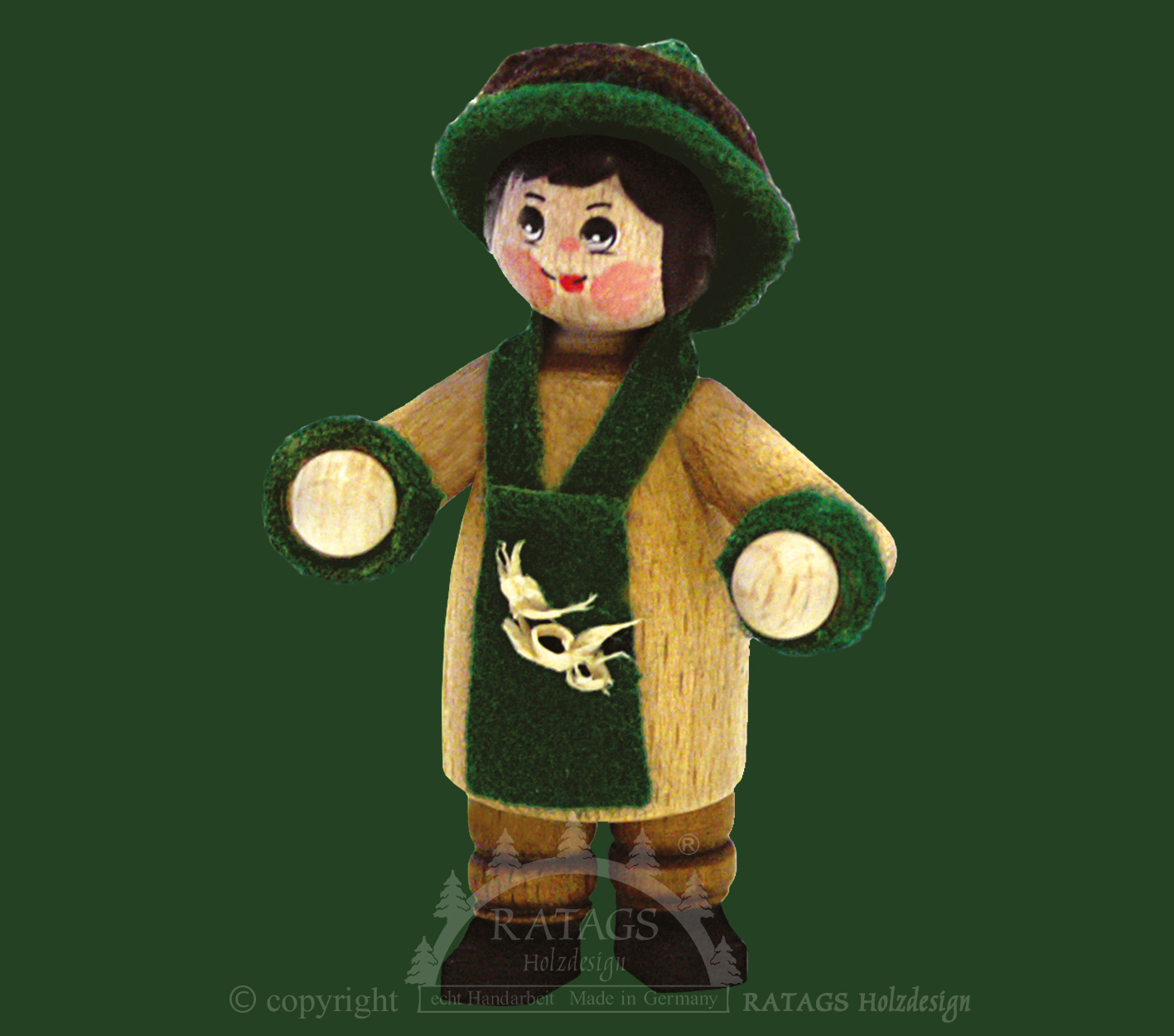 Figur, Drechsler, natur, braune Schürze mit Spänen