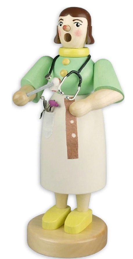 お香を焚く人形の女医 - 22 cm