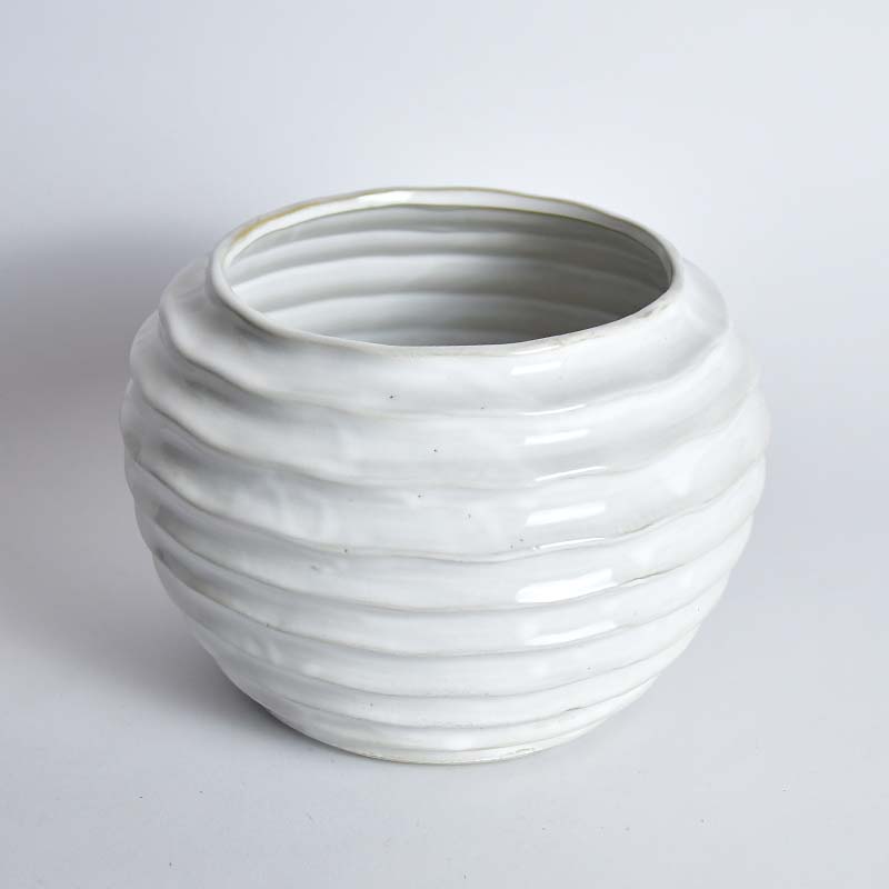 Vase Nanny, H 17 cm, Porzellan Reaktive Glasur, Glanz, weiß
