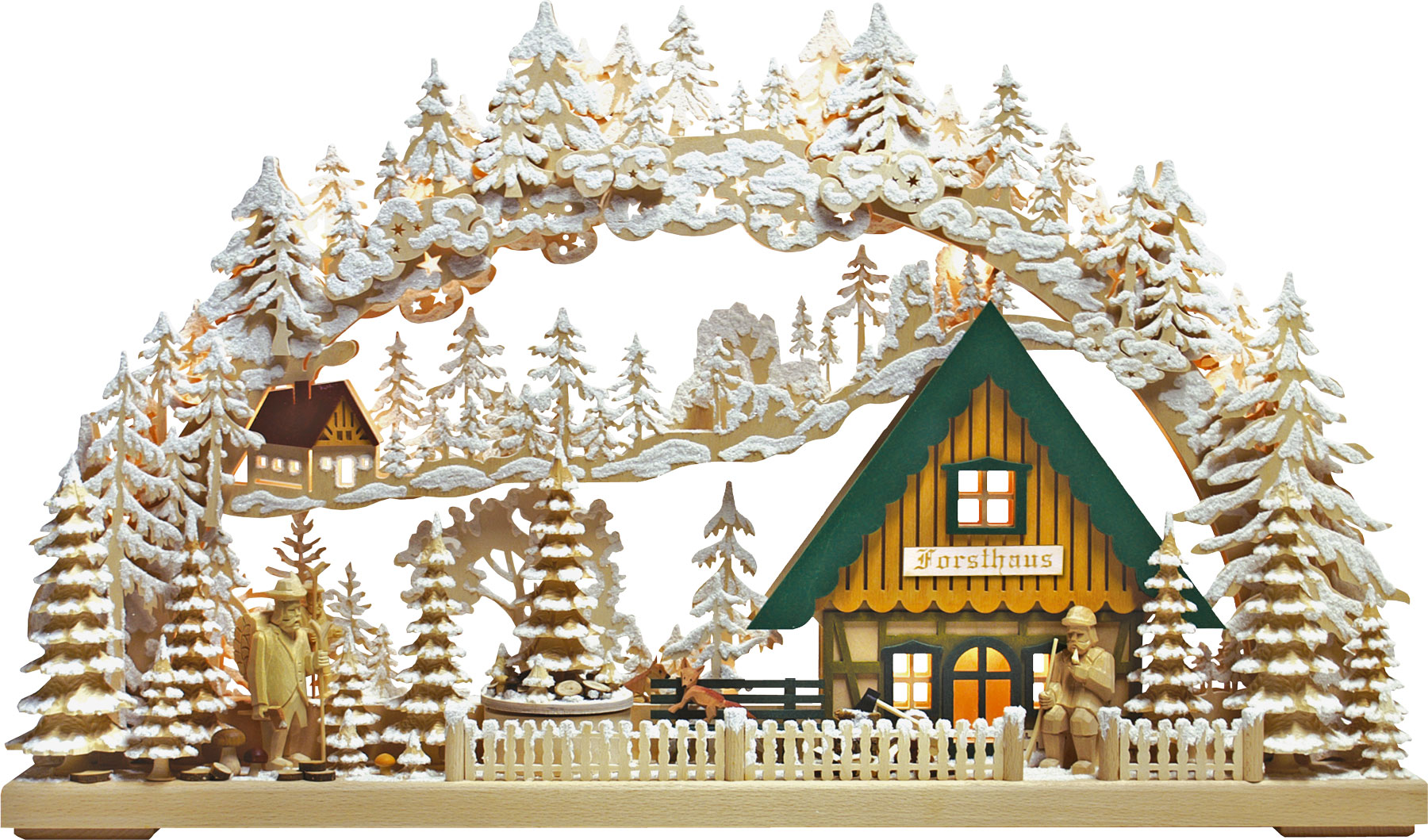 3D candle arch, large, forest ranger's lodge, green, hoarfrost