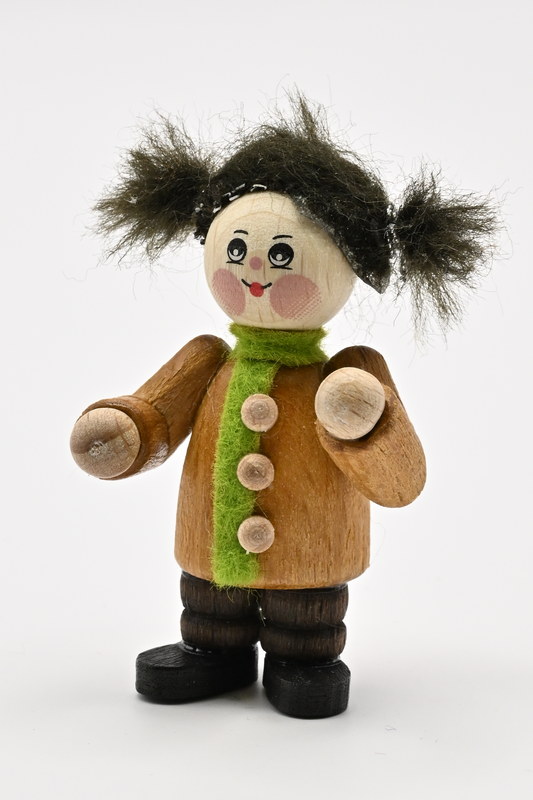 Sammler-Püppchen, H 5 cm Figur, Mädchen mit grüne Schal