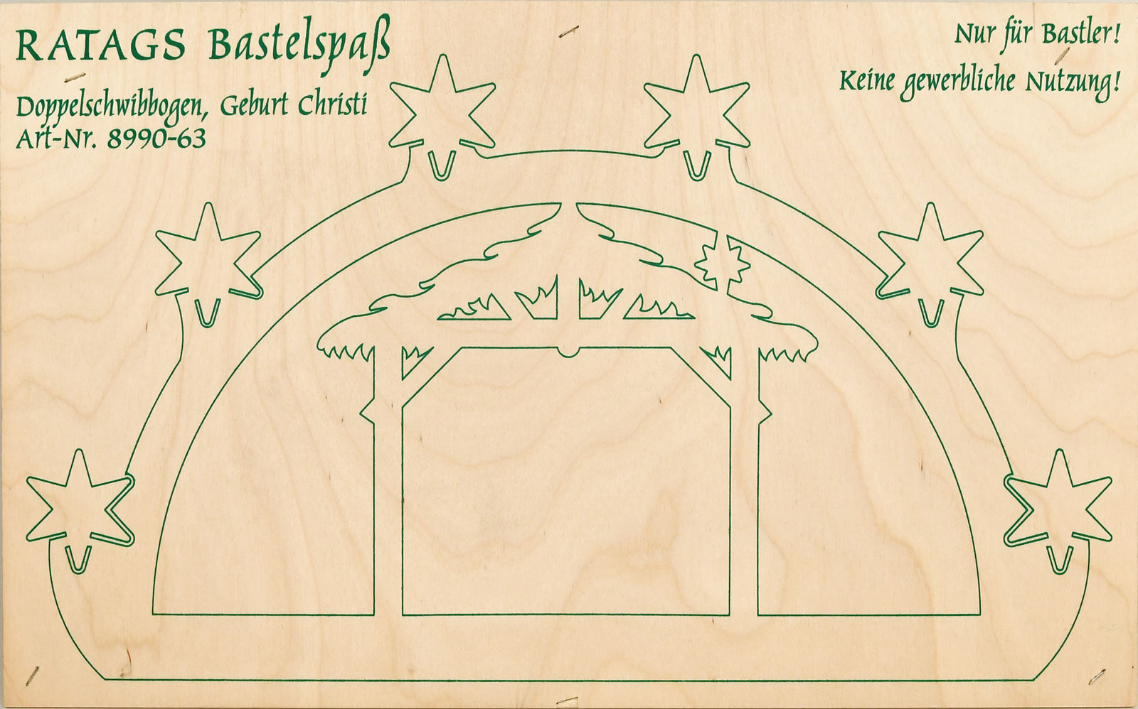 2 Motivsperrholzplatten, Selbstaussägen Schwibbogen, klein, Geburt Christi