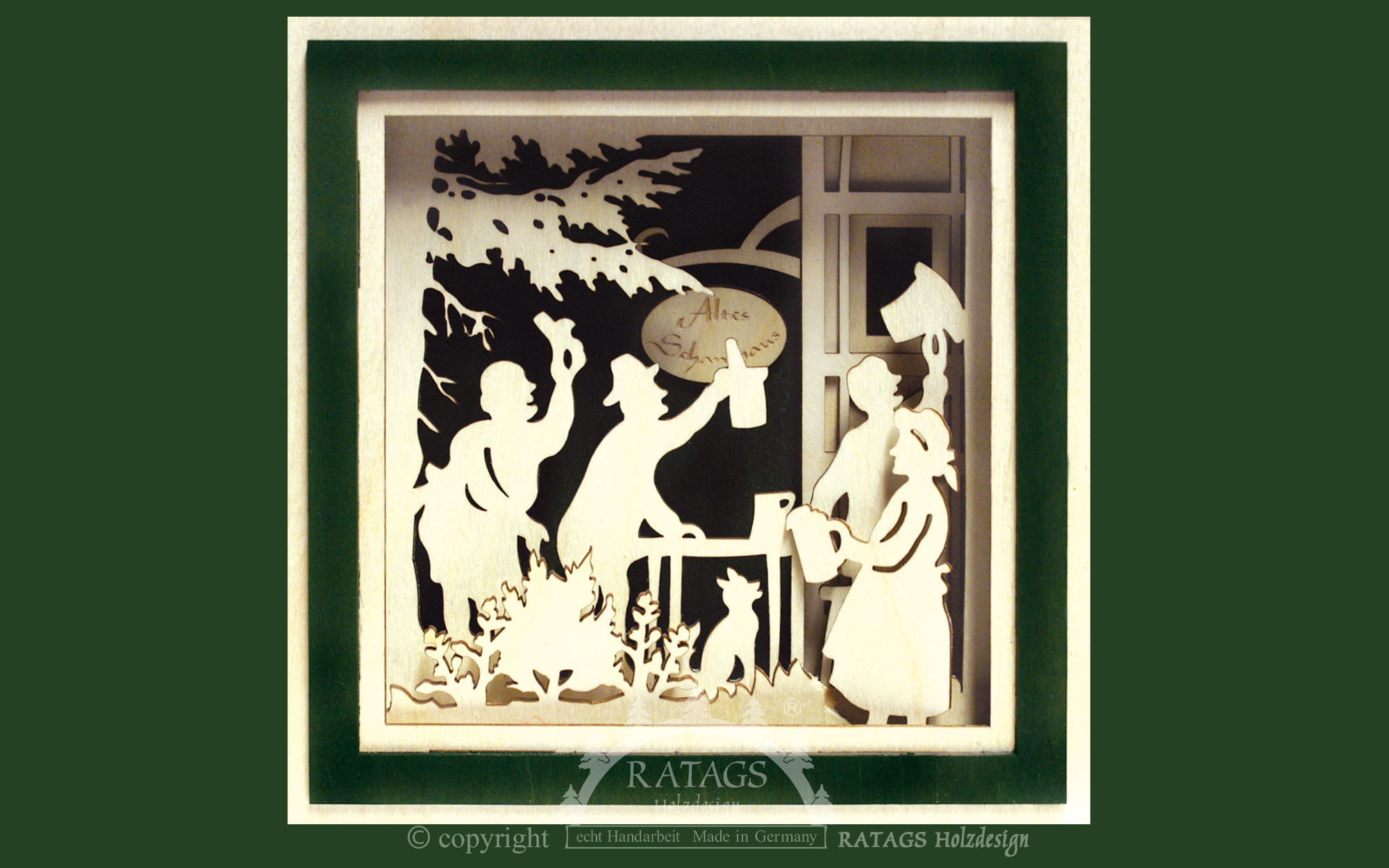 3D wall picture, At the tavern, dark green frame