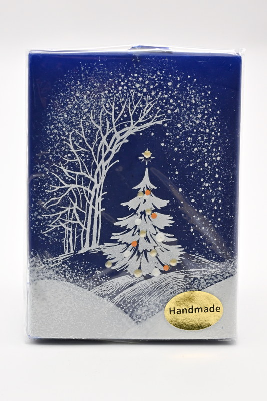 Kerze Segel, blau, Motiv Stille Nacht Höhe 12 cm