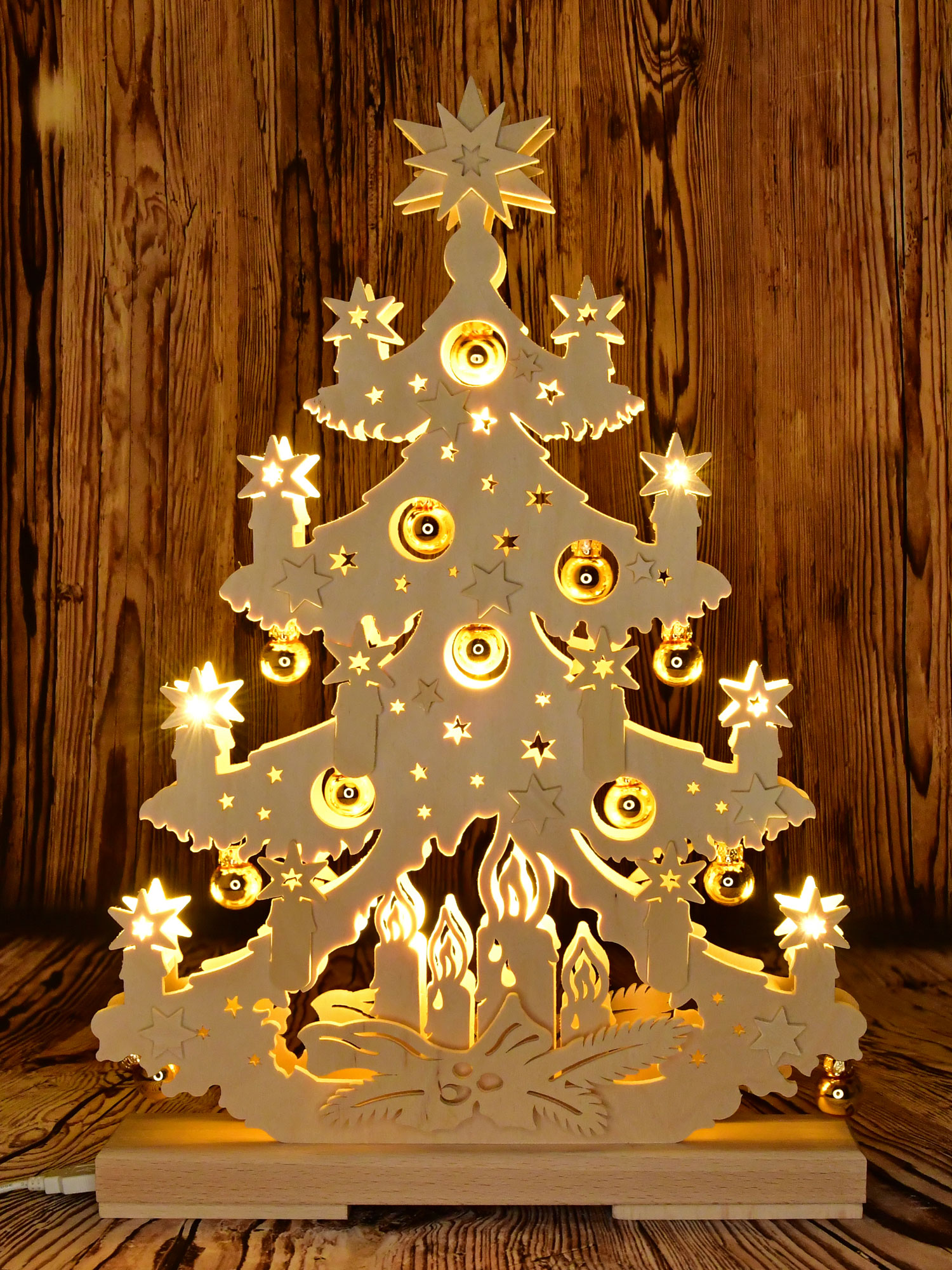 Small fir tree, golden baubles