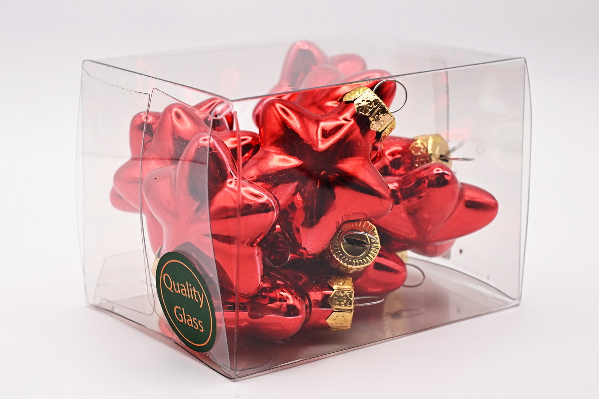 Glassterne, rot, 40 mm, 12 Stk.